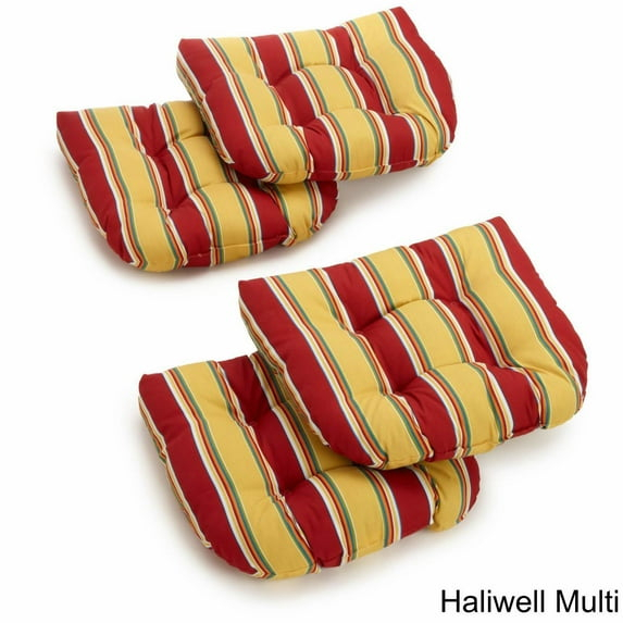Blazing Needles, 19-inch U-Shaped Spun Polyester Outdoor Tufted Dining Chair Cushions (Set of 4)