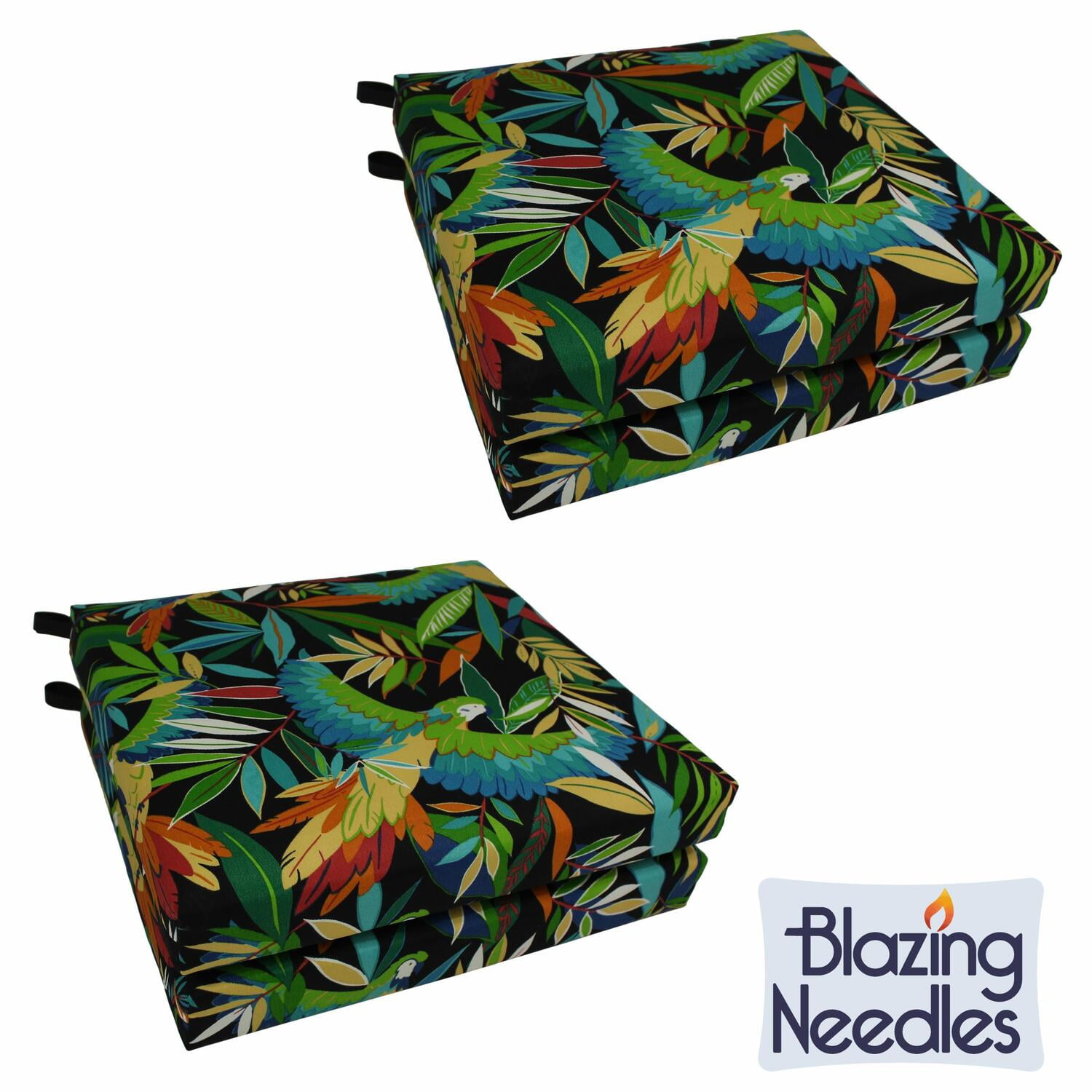 Blazing Needles 20-inch by 19-inch Indoor/Outdoor Chair Cushions (Set of 4) - 20 x 19 Tucuman Ebony