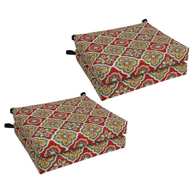 Blazing Needles 93454-4CH-REO-63 20 x 19 in. Patterned Outdoor Spun Polyester Chair Cushions, Adonis Jewel - Set of 4