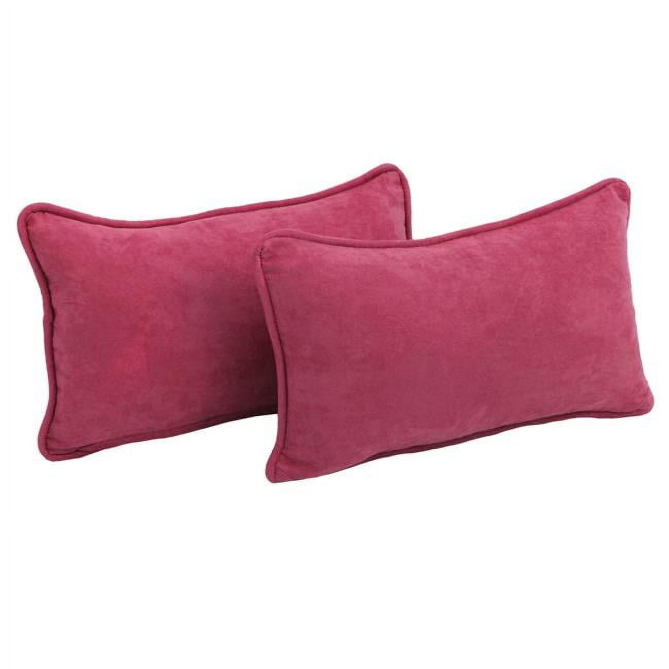 Blazing Needles 9811-CD-S2-MS-BB 20 x 12 in. Double-Corded Solid Microsuede Back Support Pillows with Inserts, Bery Berry - Set of 2