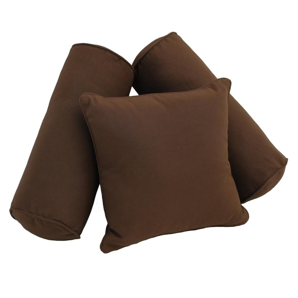 Blazing Needles Double-corded Solid Twill Throw Pillows with Inserts (Set of 3) - Chocolate