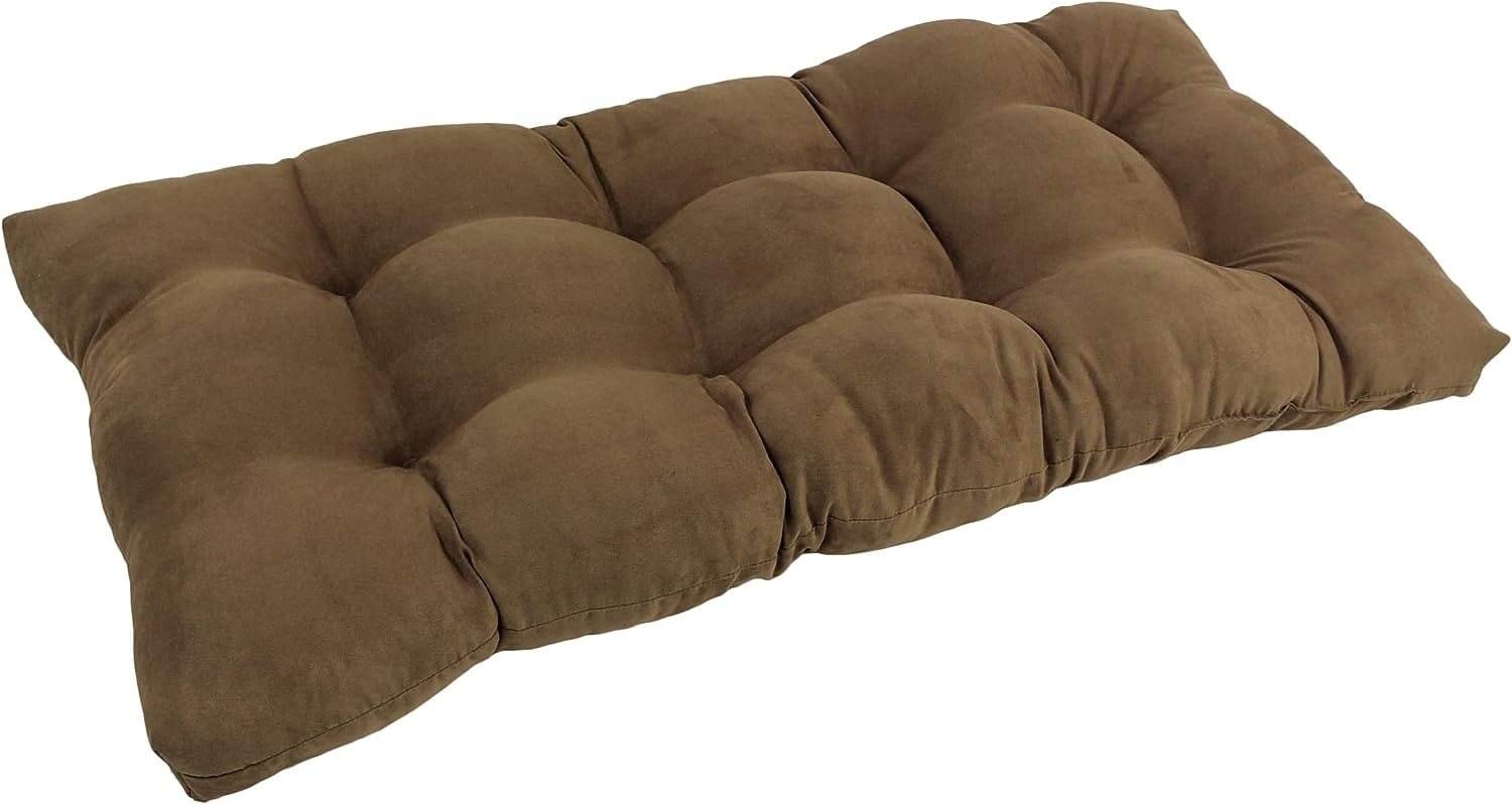 Blazing Needles Indoor Microsuede Tufted Loveseat Cushion, 42" x 19", Saddle Brown