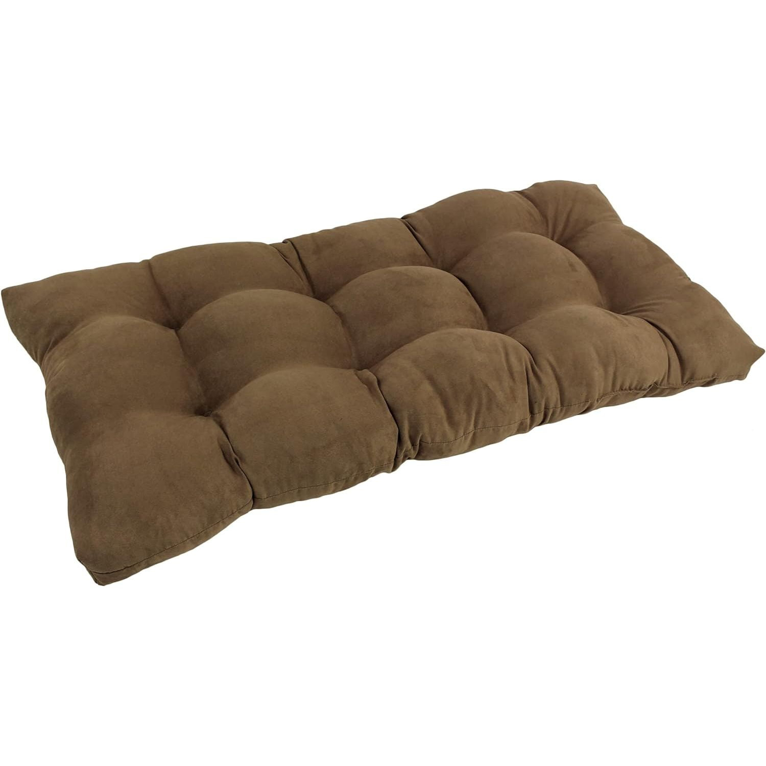 Blazing Needles Indoor Microsuede Tufted Loveseat Cushion, 42" x 19", Saddle Brown