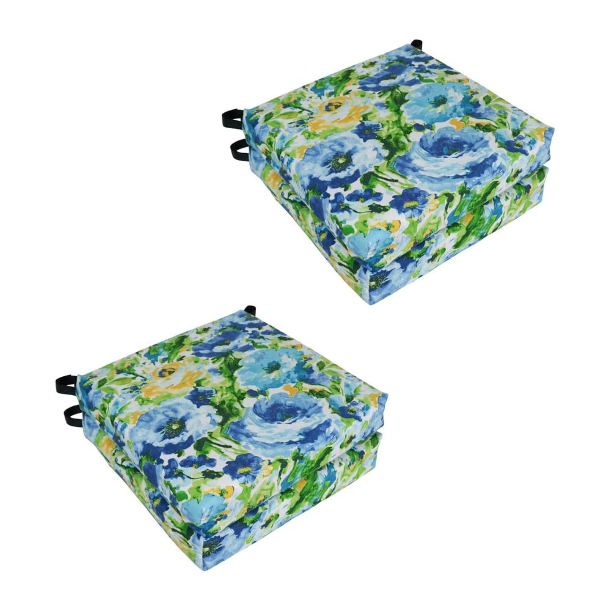 Blazing Needles Set of 4 Outdoor Chair Cushions, Lesandra Sunblue