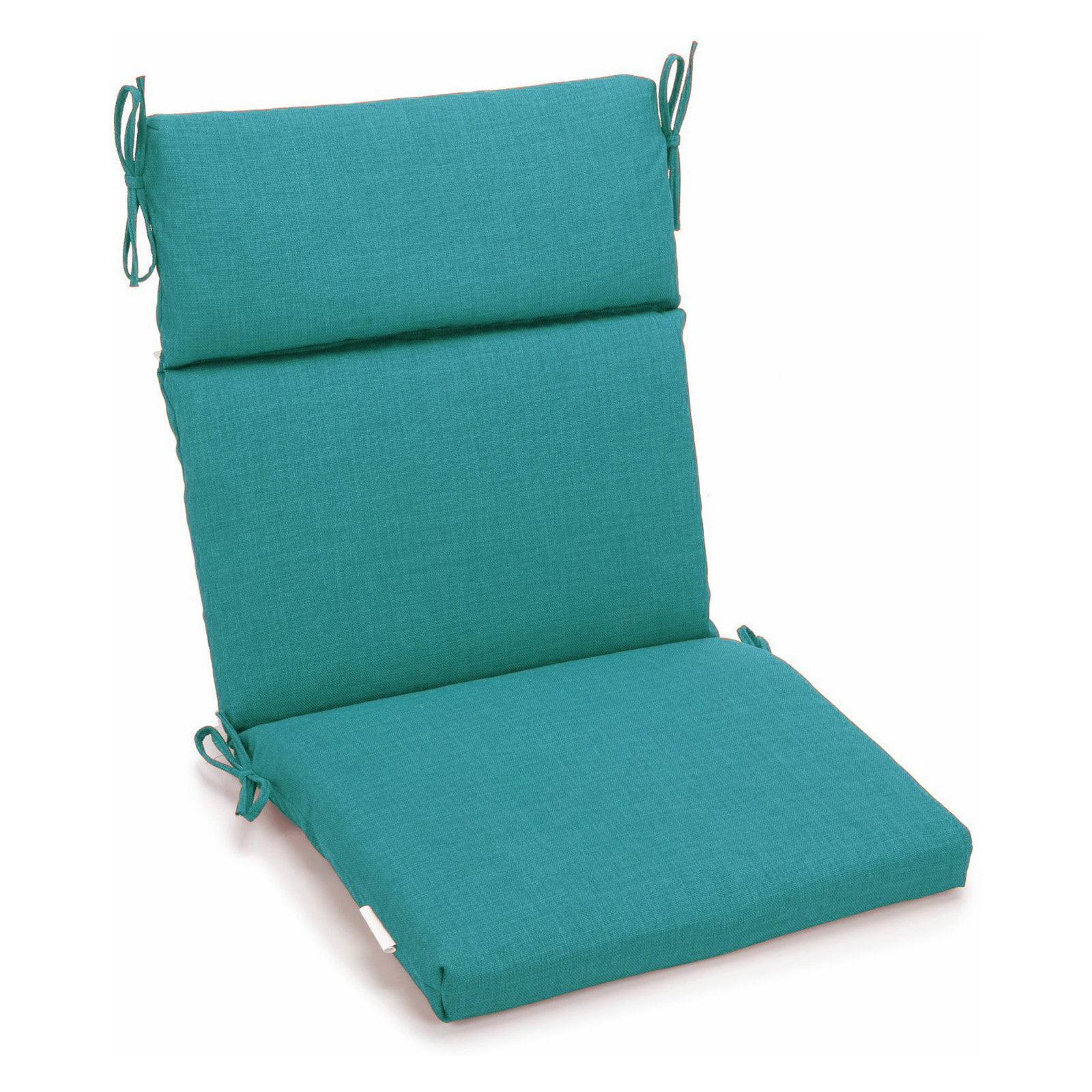 22 x 45 in. Spun Polyester Solid Outdoor Squared Seat & Back Chair Cushion, Aqua Blue