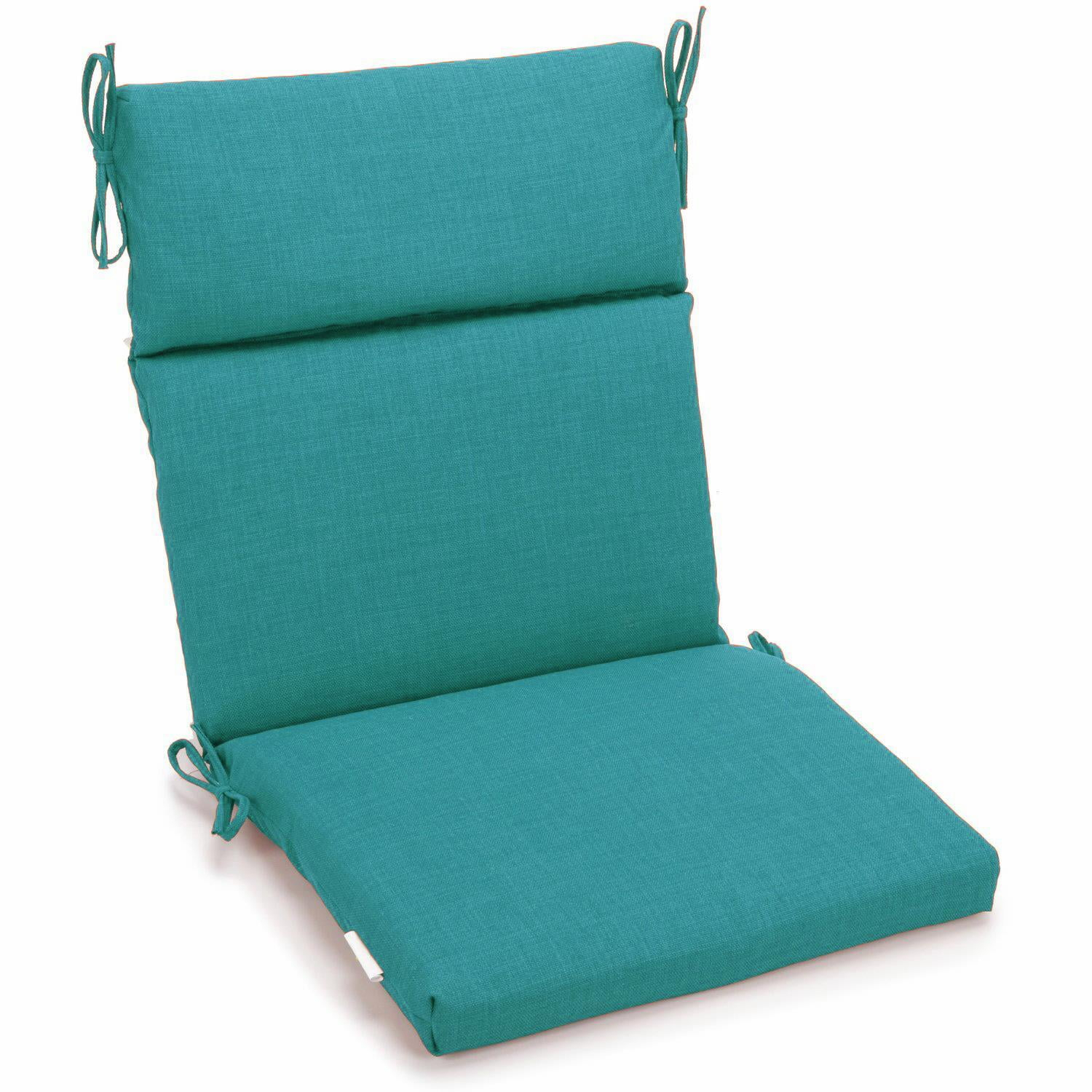 22 x 45 in. Spun Polyester Solid Outdoor Squared Seat & Back Chair Cushion, Aqua Blue