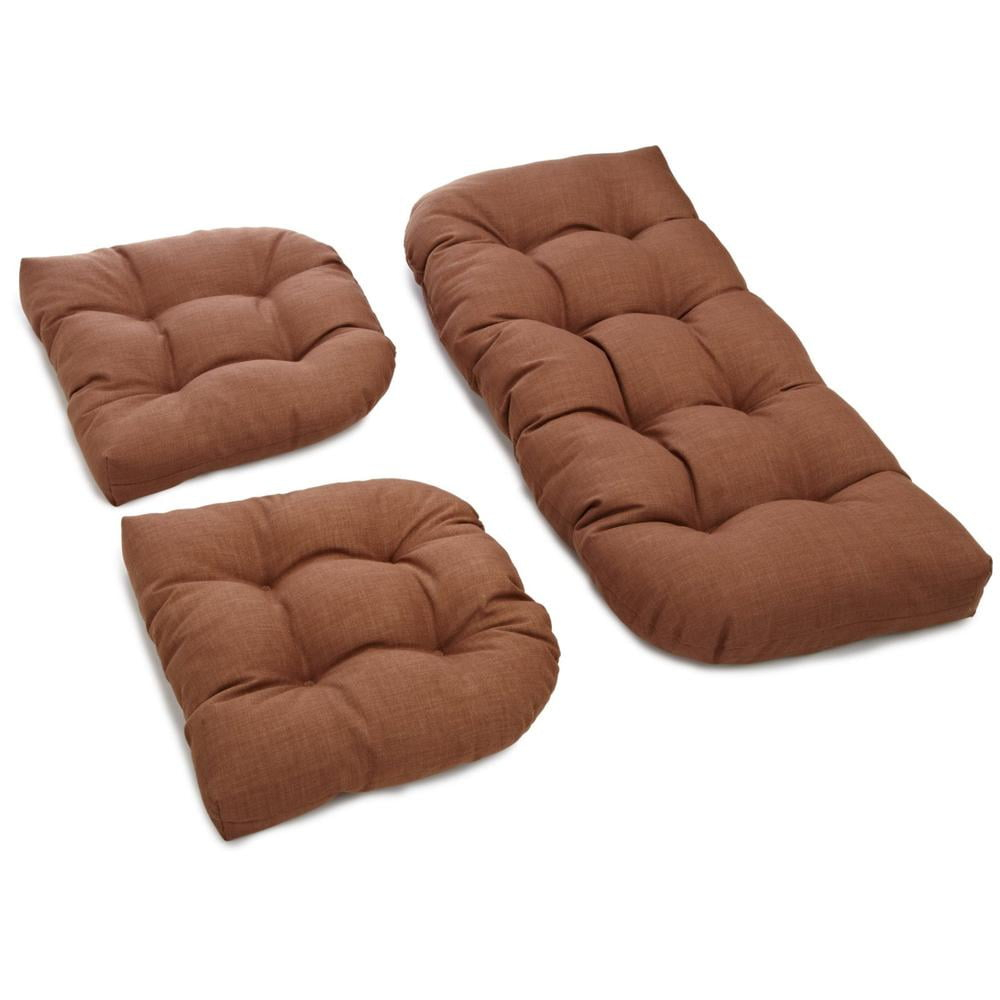 Blazing Needles U-Shaped Spun Polyester Tufted Settee Cushion Set (Set of 3)