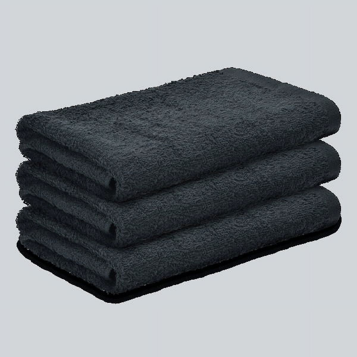 Simpli-Magic Hand Towels, Multipurpose Cotton Towels for Bathroom Use & More, 16" x 27", Black