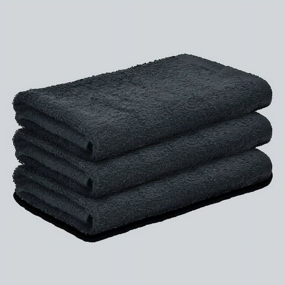 Simpli-Magic Hand Towels, Multipurpose Cotton Towels for Bathroom Use & More, 16" x 27", Black