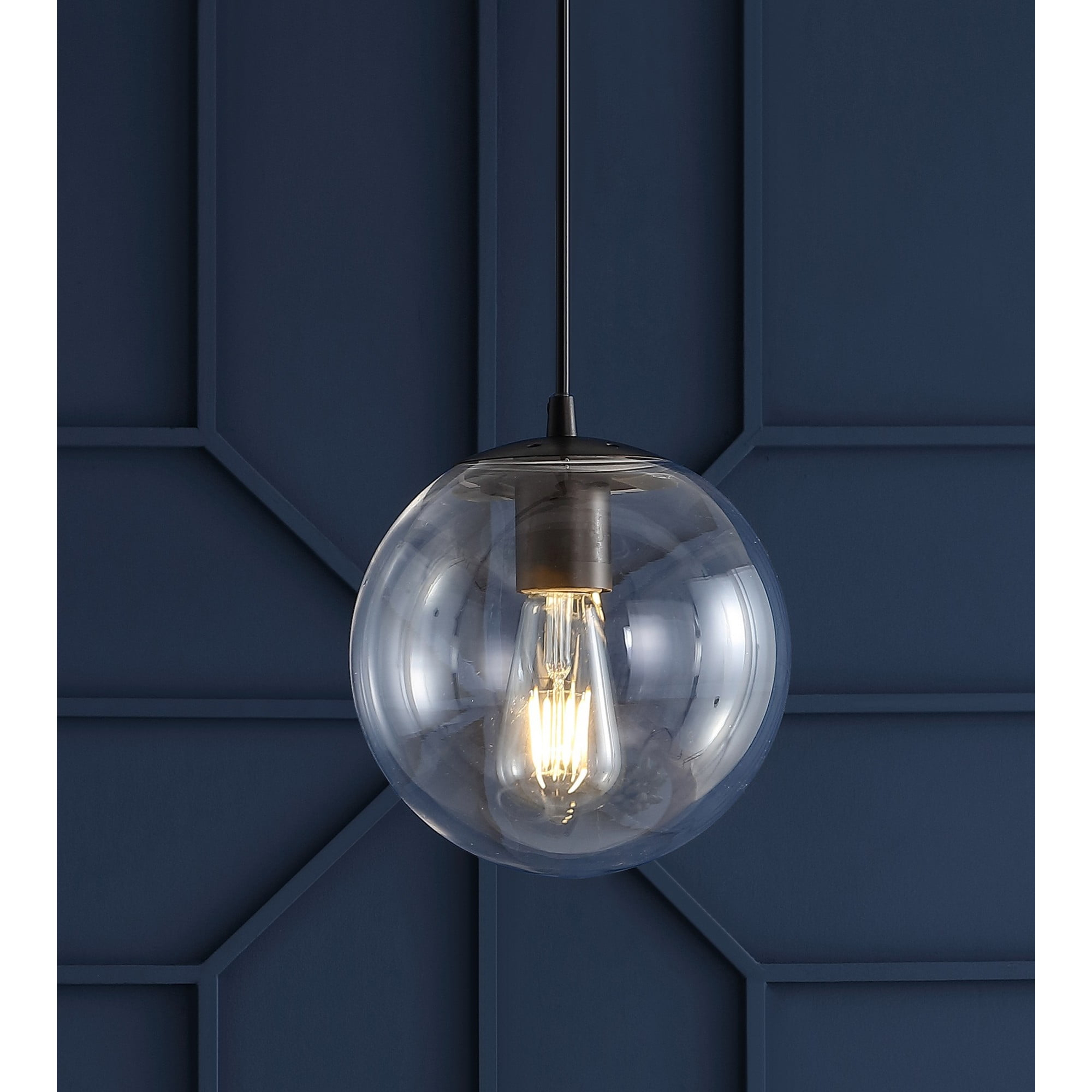 Bleecker 7.75" Metal/Glass Globe LED Pendant, Clear/Oil Rubbed Bronze