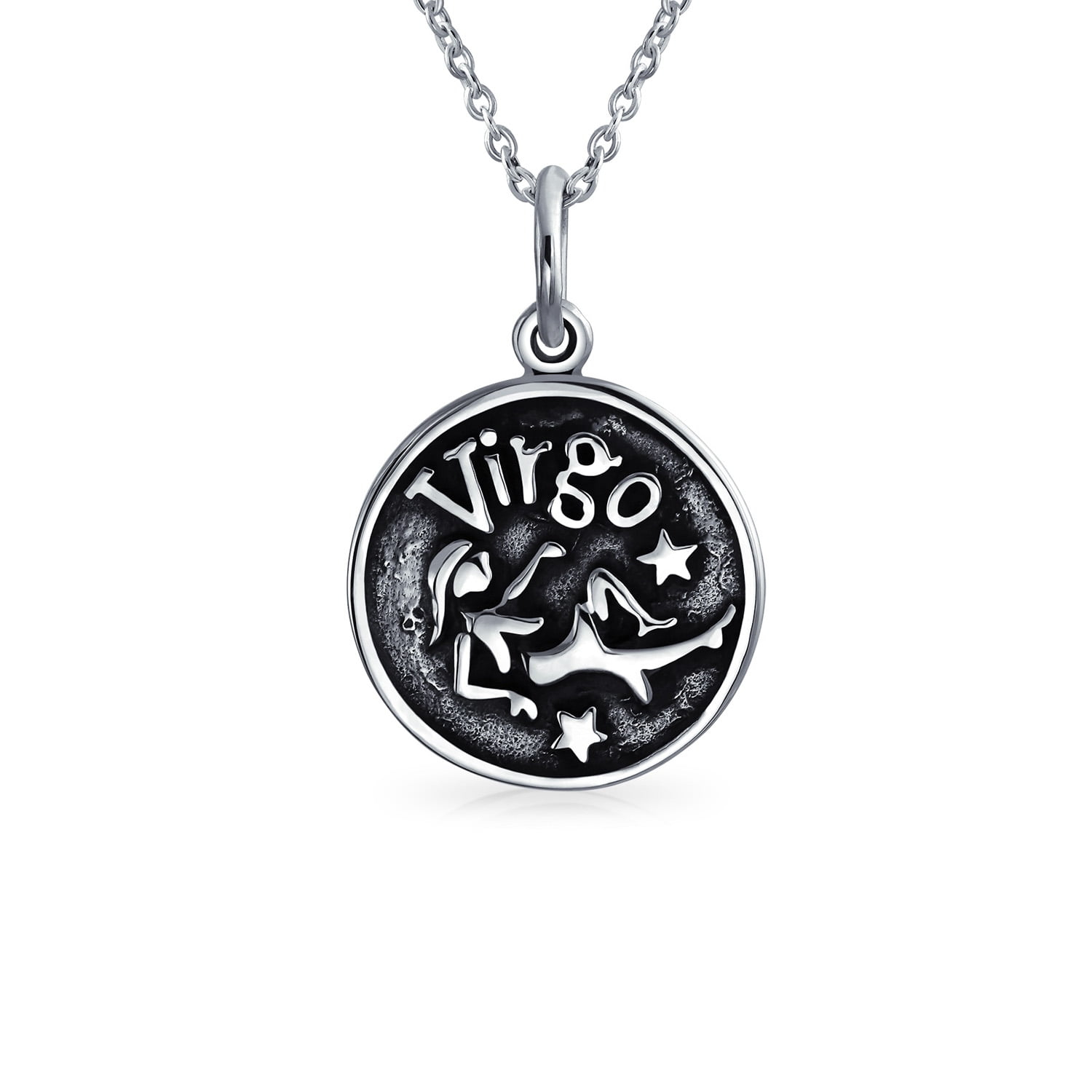 Bling Jewelry Unisex Astrology Constellation Pendant Necklace in Oxidized Sterling Silver Zodiac Medallion