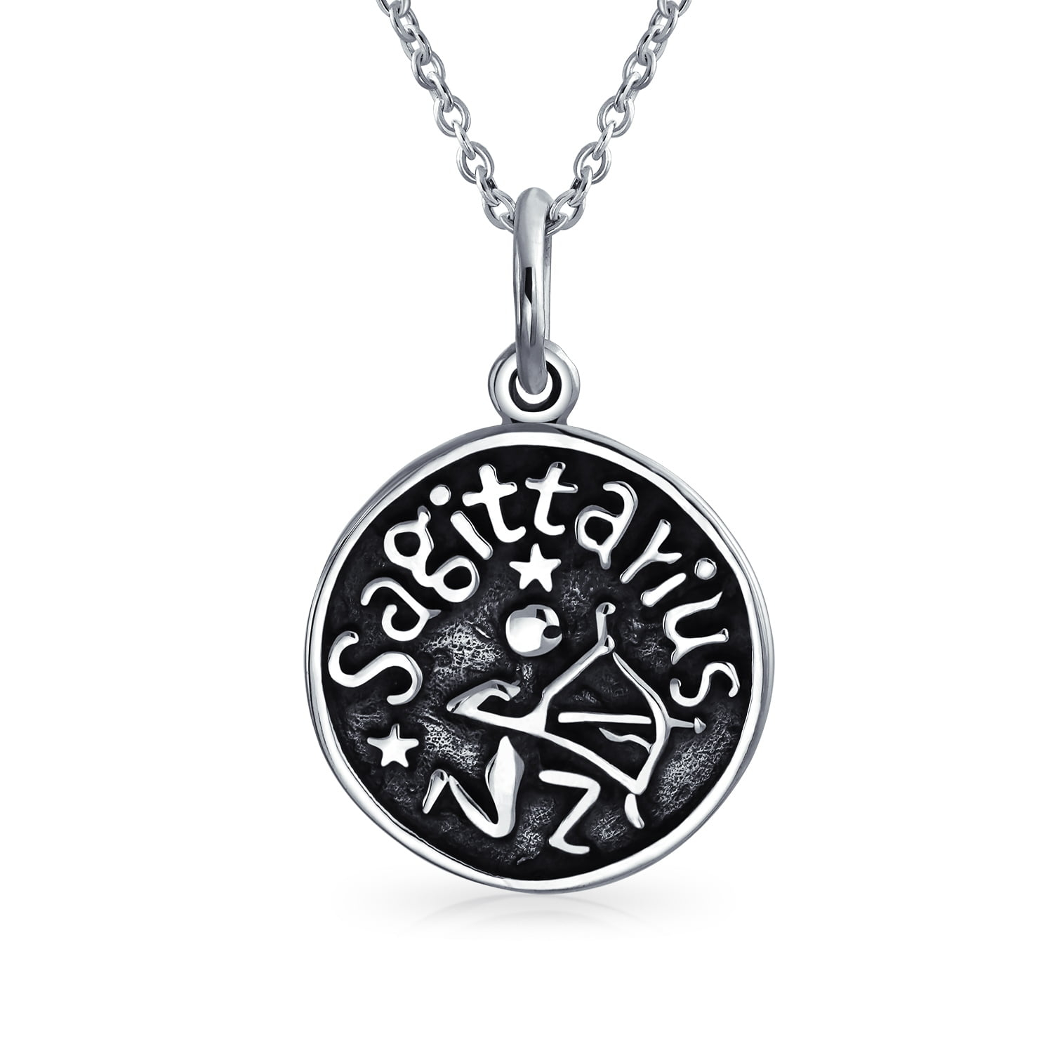 Bling Jewelry Unisex Astrology Constellation Pendant Necklace in Oxidized Sterling Silver Zodiac Medallion