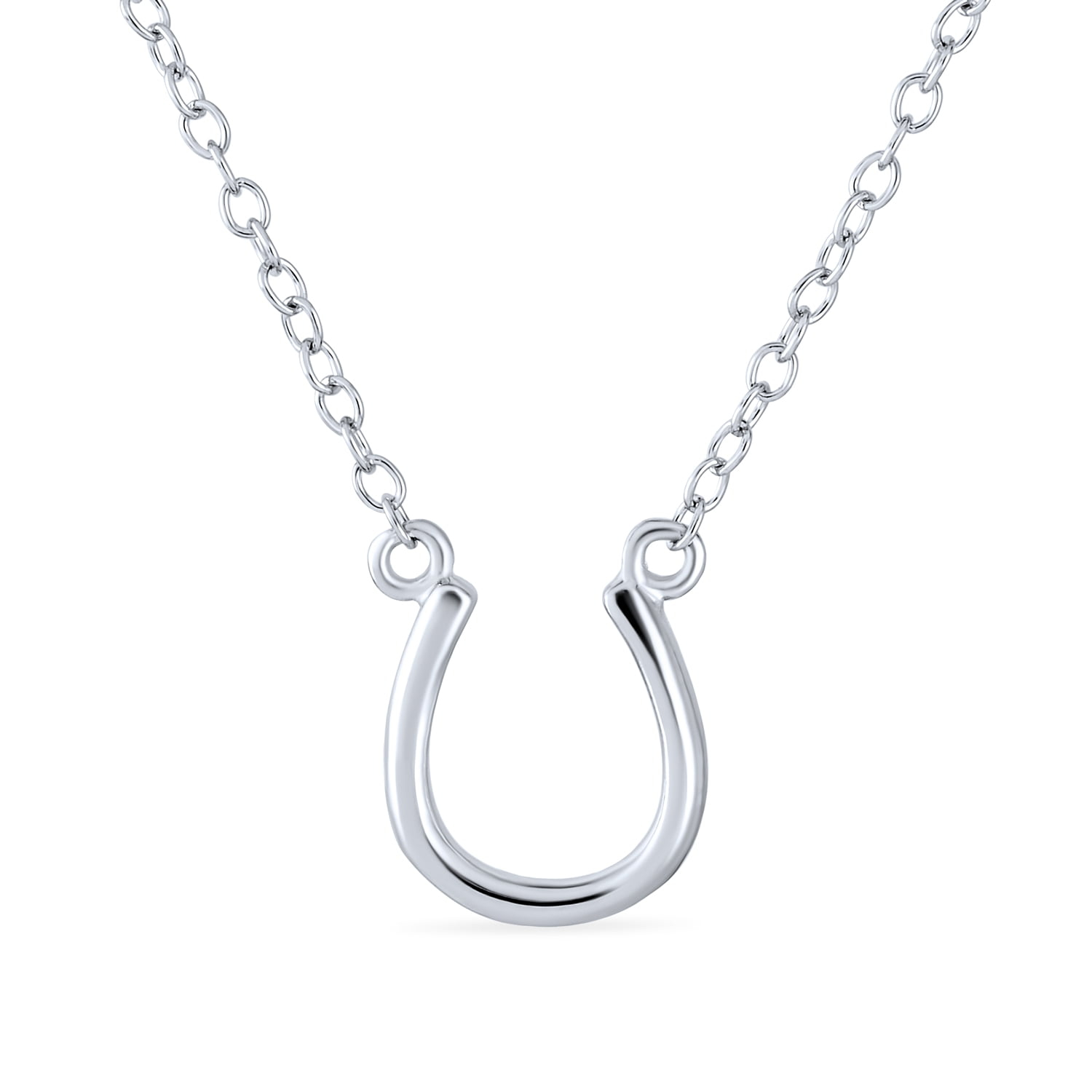 Bling Jewelry Womens Minimalist Horseshoe Pendant Necklace in Gold and Silver - Equestrian Good Luck Charm