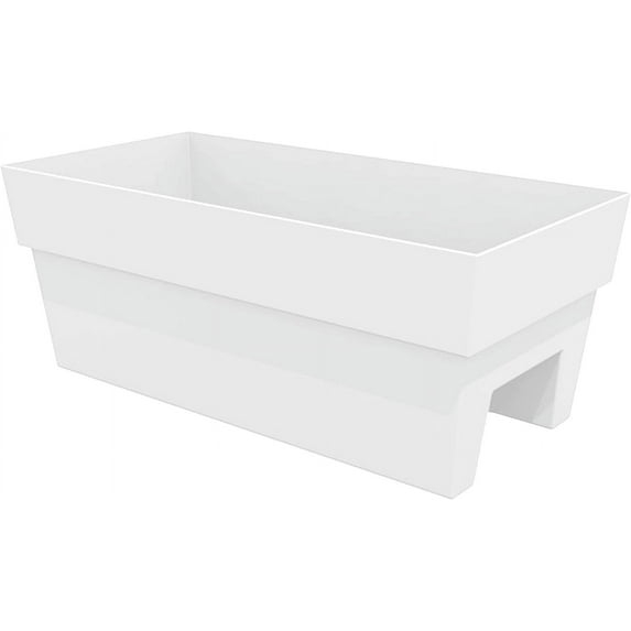 Bloem Finley Deck Rail Rectangle Planter: 24" - Casper White - Matte Finish, Fits Rail Sizes 3"-6", 100% Recycled Plastic Box, For Indoor and Outdoor Use, Gardening, 7.5 Gallon Capacity