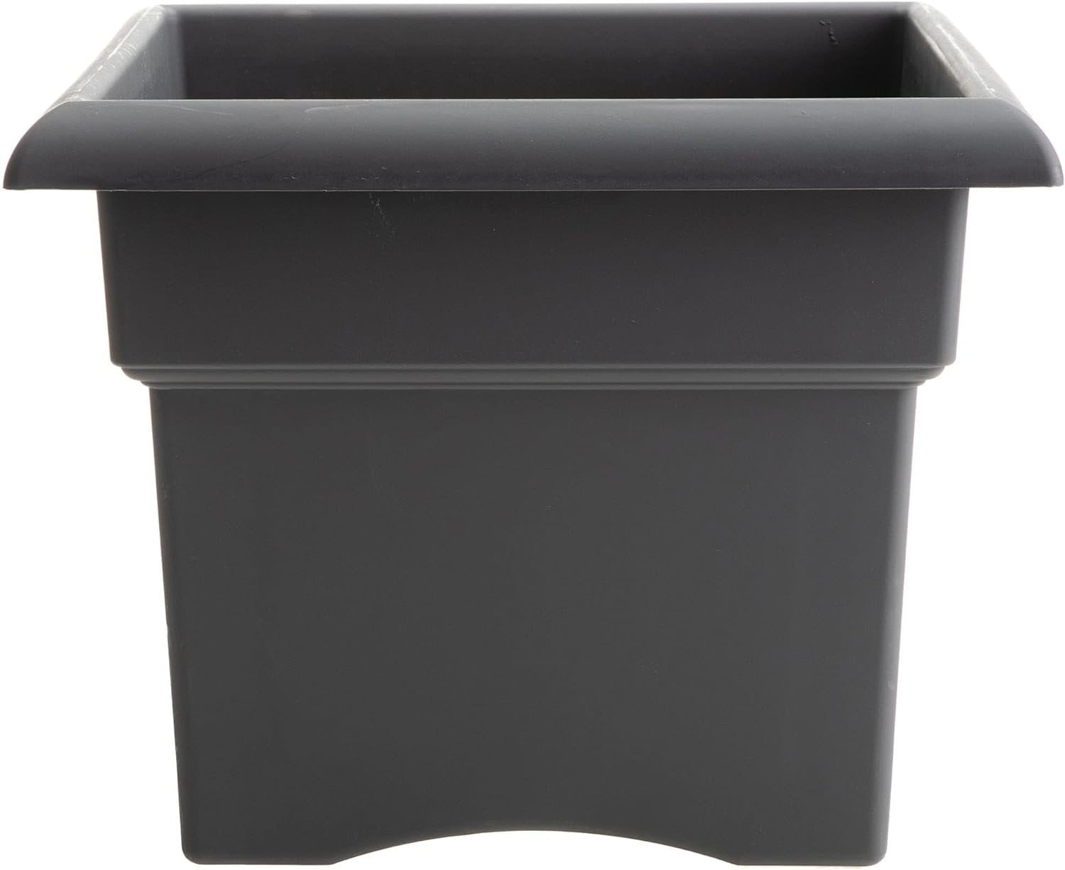 Bloem Veranda Square Deck Box Planter: 18" - Charcoal - Matte Finish, Weatherproof Plastic, Optional Drainage Holes, for Indoor and Outdoor Use, Gardening, 9 Gallon Capacity