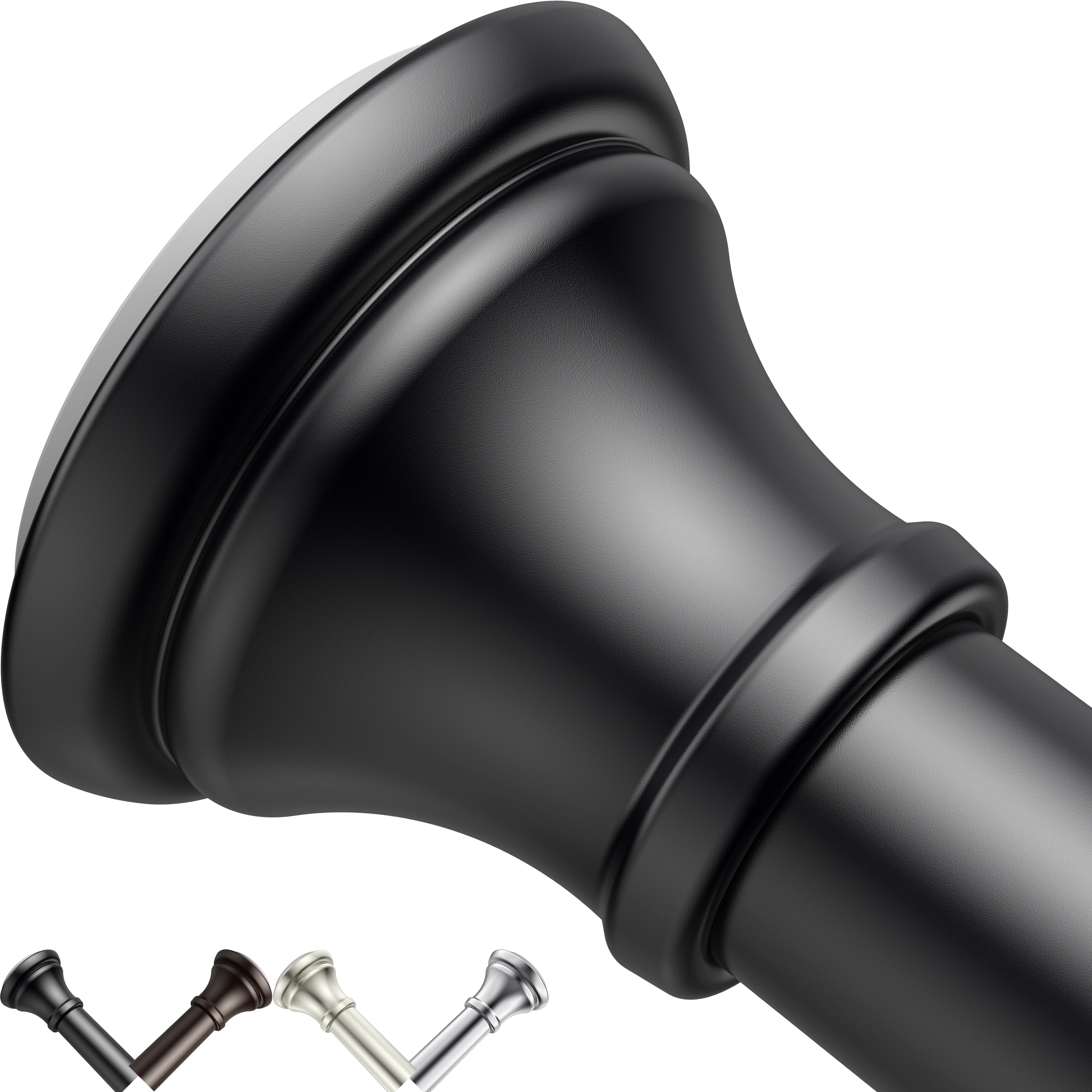 BloomFlower Black Shower Curtain Rod, 43-72 inches, Matte Black,Never Rust , Metal Rod,Tension Rod with Spring