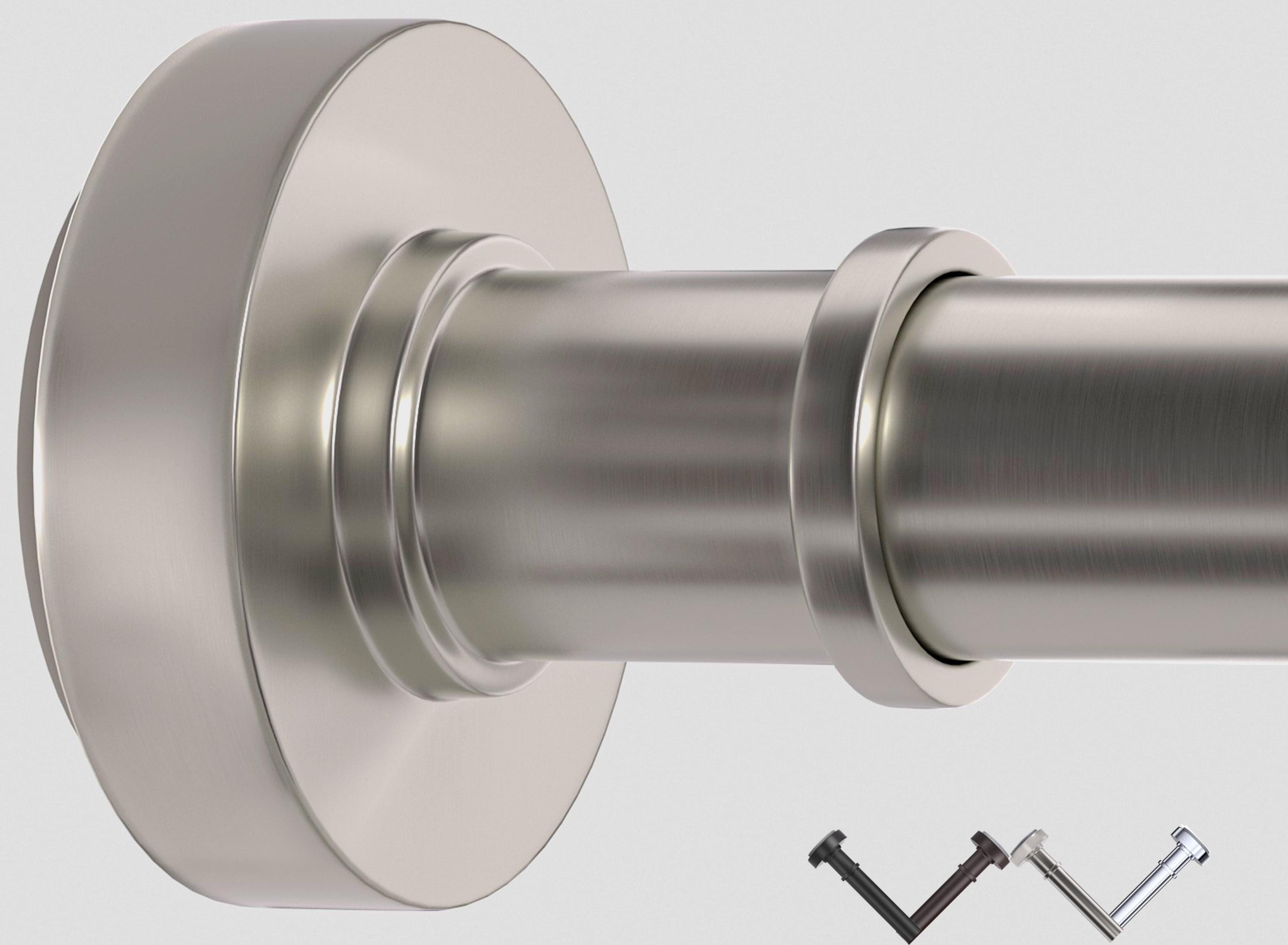 BloomFlower Brushed Nickel Shower Rod,Adjustable 43-72 inches,Rust Resistance, Metal Tension Rod with Spring