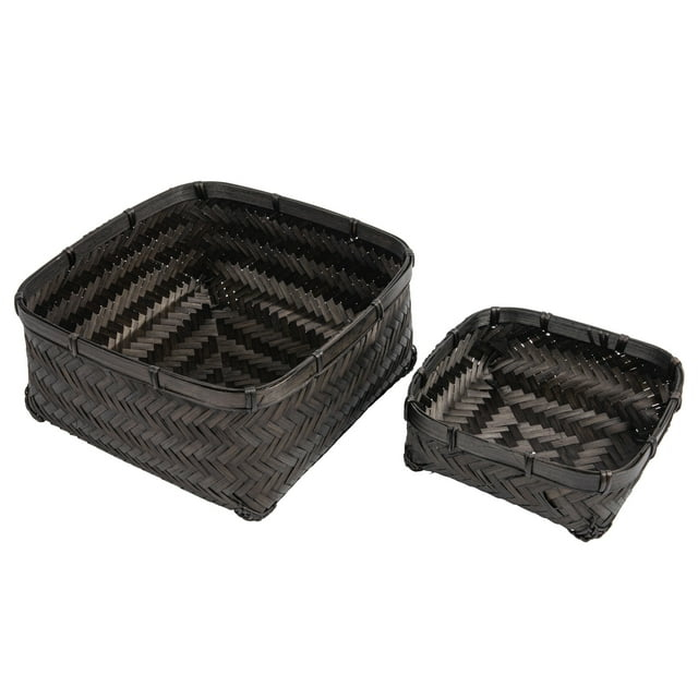 Bloomingville Bamboo & Water Hyacinth Baskets, Black, Set of 2