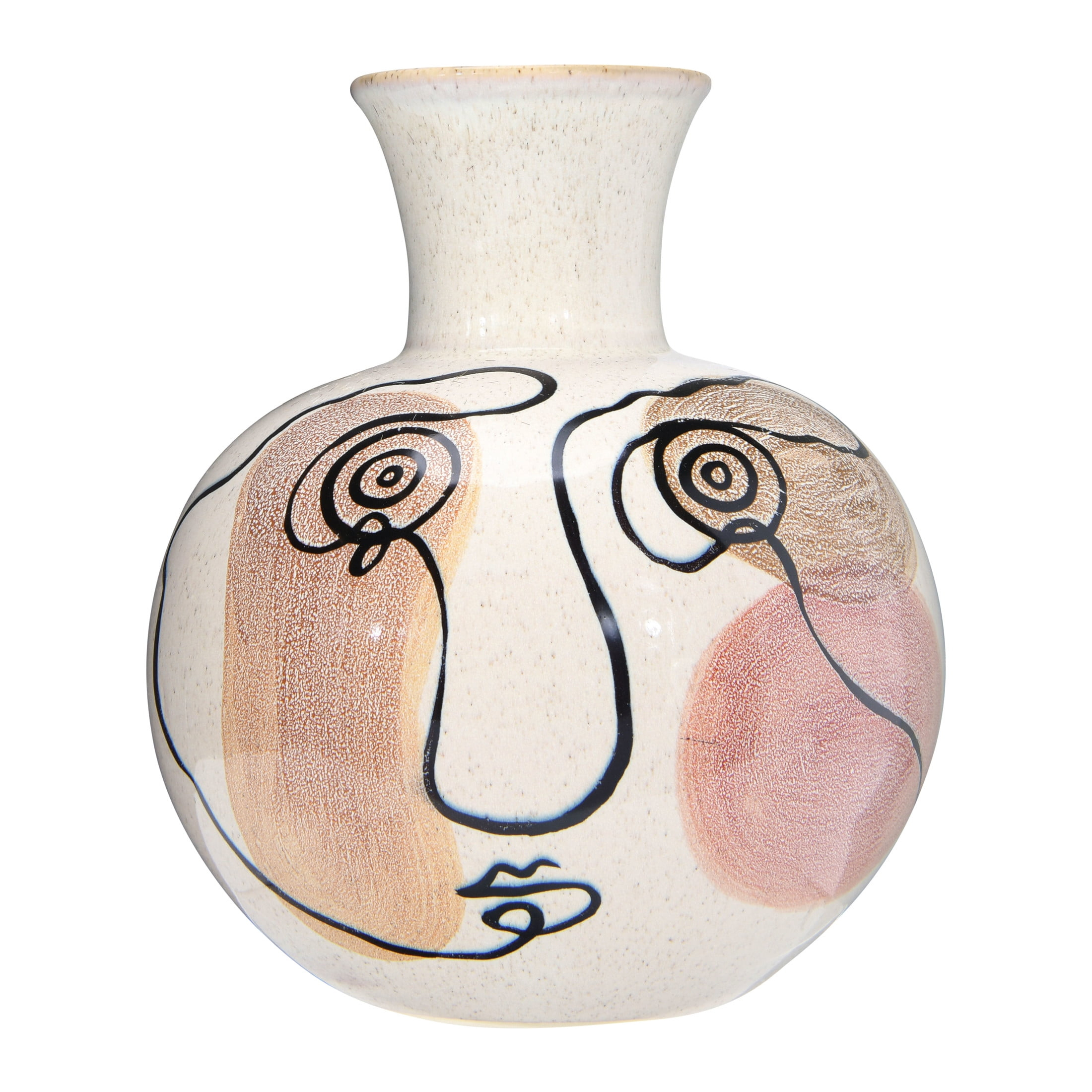 Bloomingville Multi Color Hand-Painted w/ Face Stoneware Vase