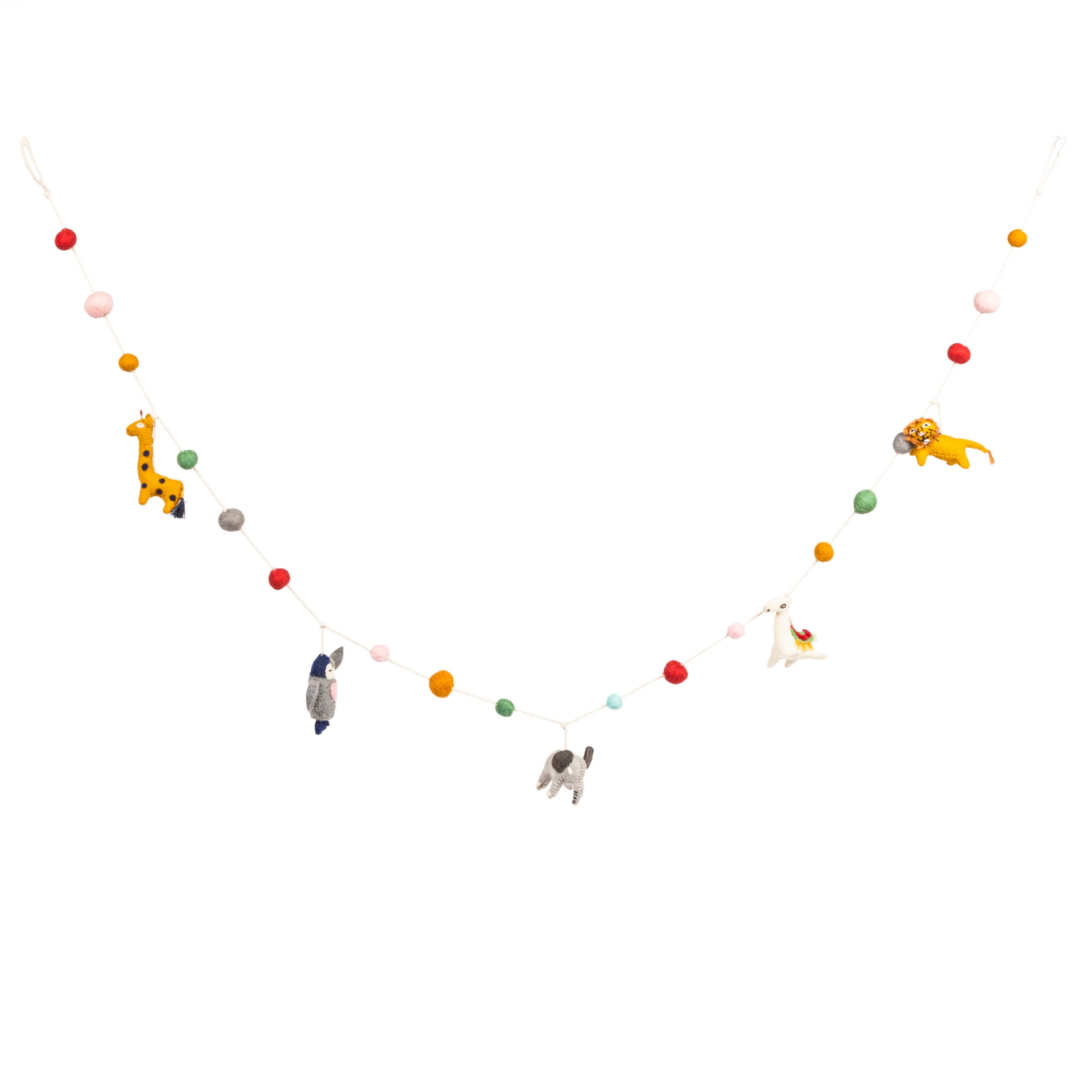 Bloomingville Multicolor Wool Felt Animal Shaped Garland