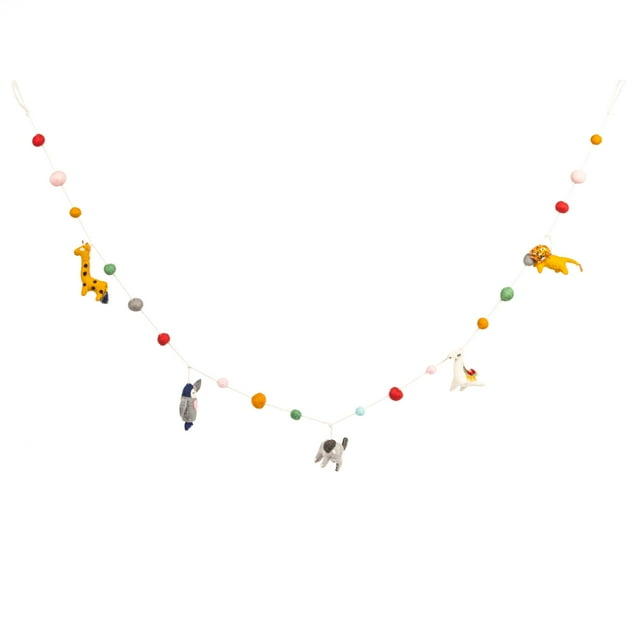 Bloomingville Multicolor Wool Felt Animal Shaped Garland