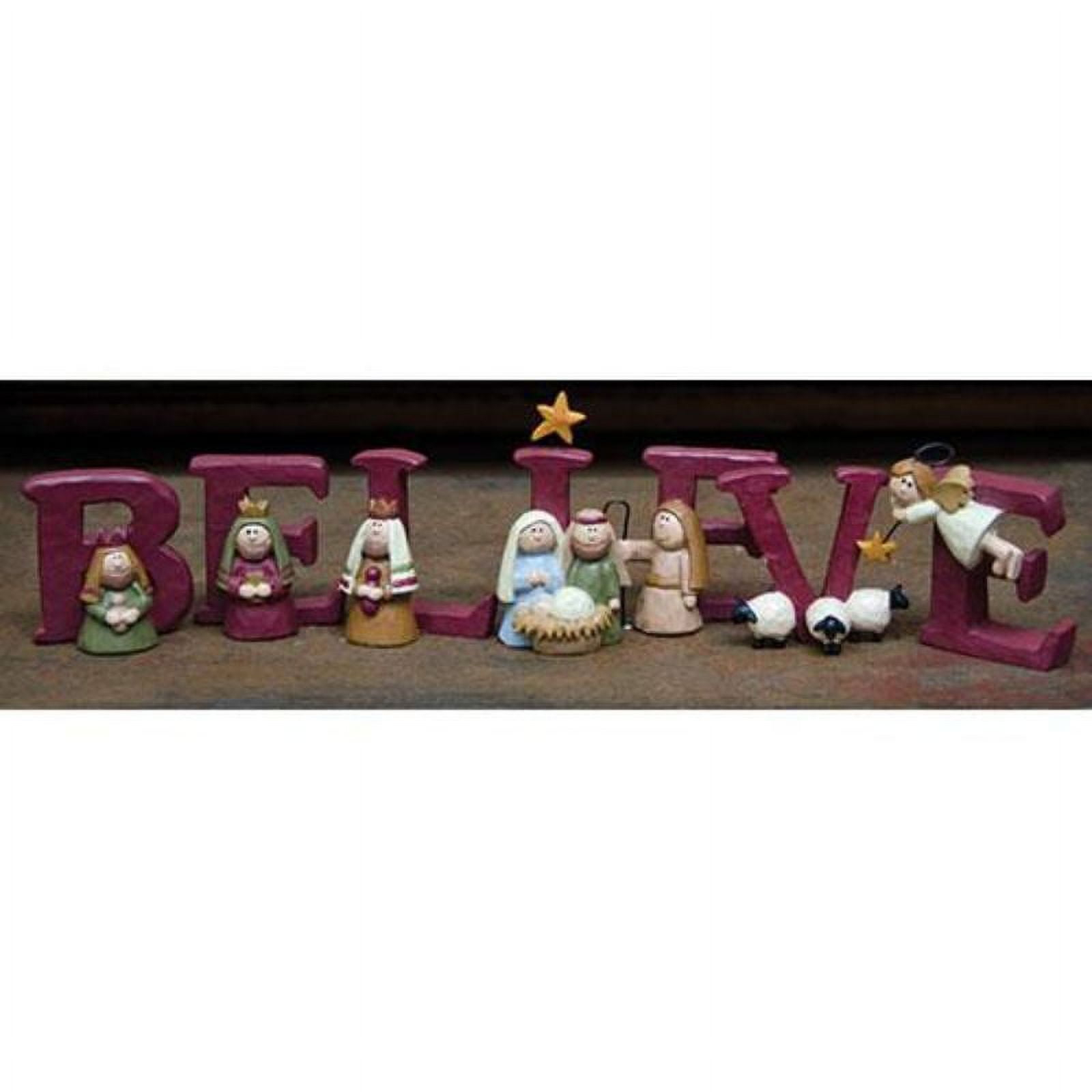 Blossom Bucket B-E-L-I-E-V-E Nativity Resin Christmas Decoration Set of 7 Letters - Size 1.75 in Tall