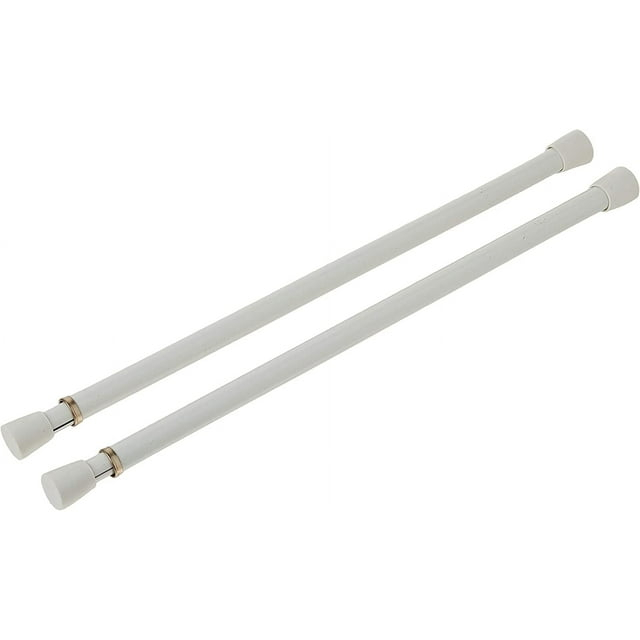Blu-Pier Tech Spring Window Fashions 7/16-Inch Round Spring Tension Rod 11 to 18-Inch Adjustable Width - White, 2 Rods per Pack