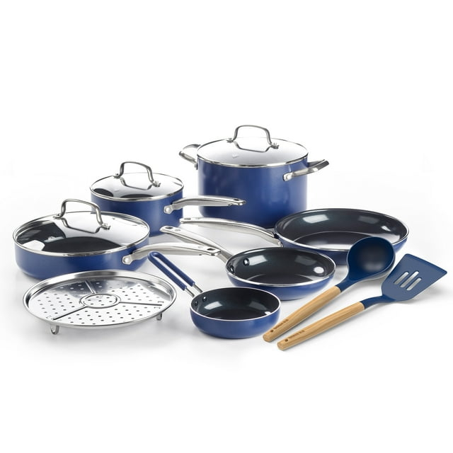 Blue Diamond 12-Piece Healthy Ceramic Nonstick Pots and Pans Cookware Set, Dishwasher Safe