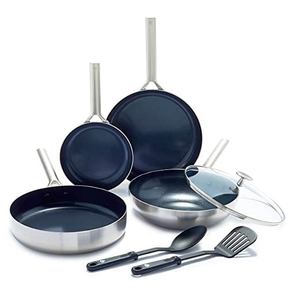 Blue Diamond Cookware Triple Steel Ceramic Nonstick Stainless Steel Cookware Pots and Pans Set, 7 Piece