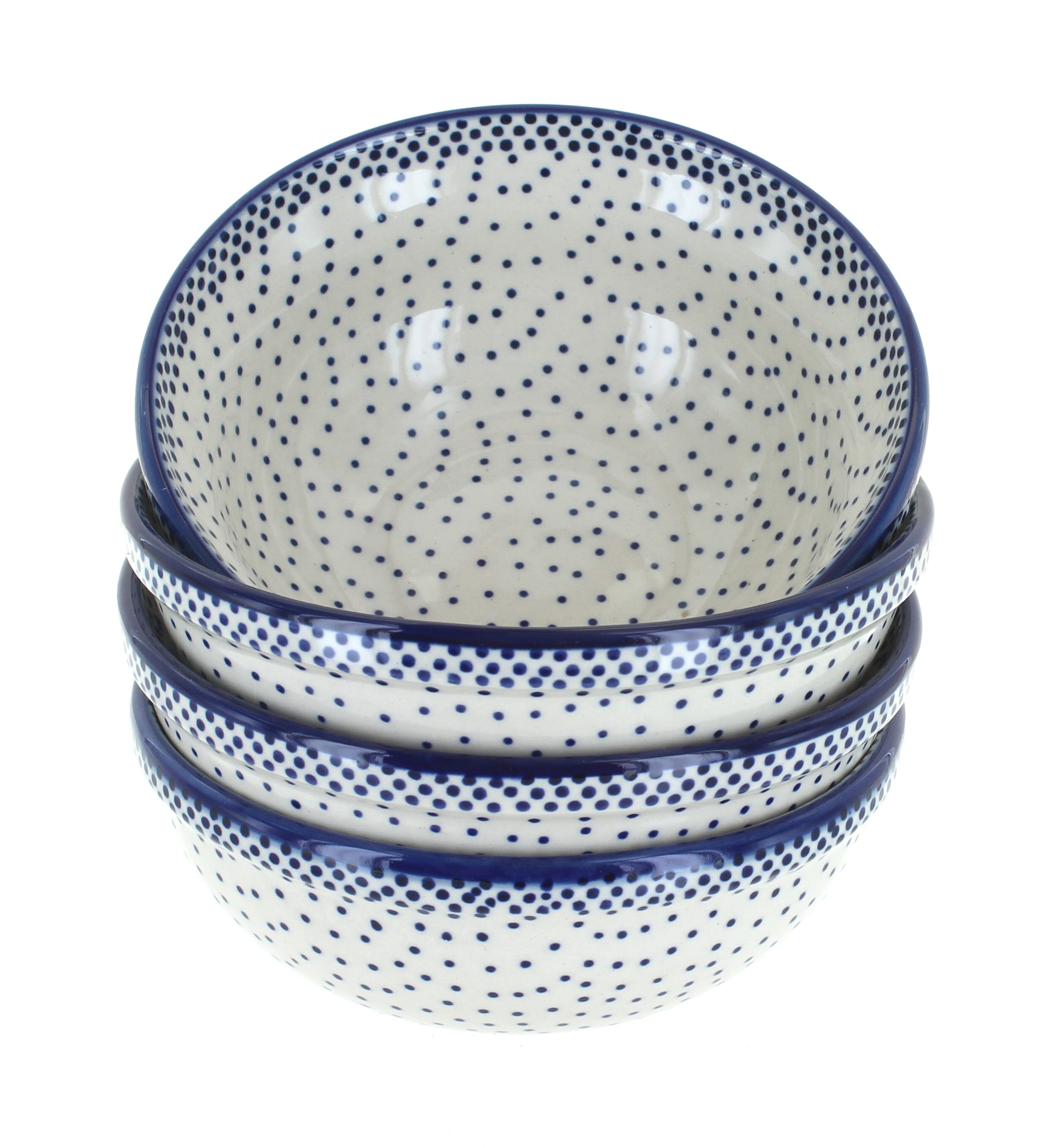 Blue Rose Polish Pottery Small Dots 4 PC Dessert Bowl Set