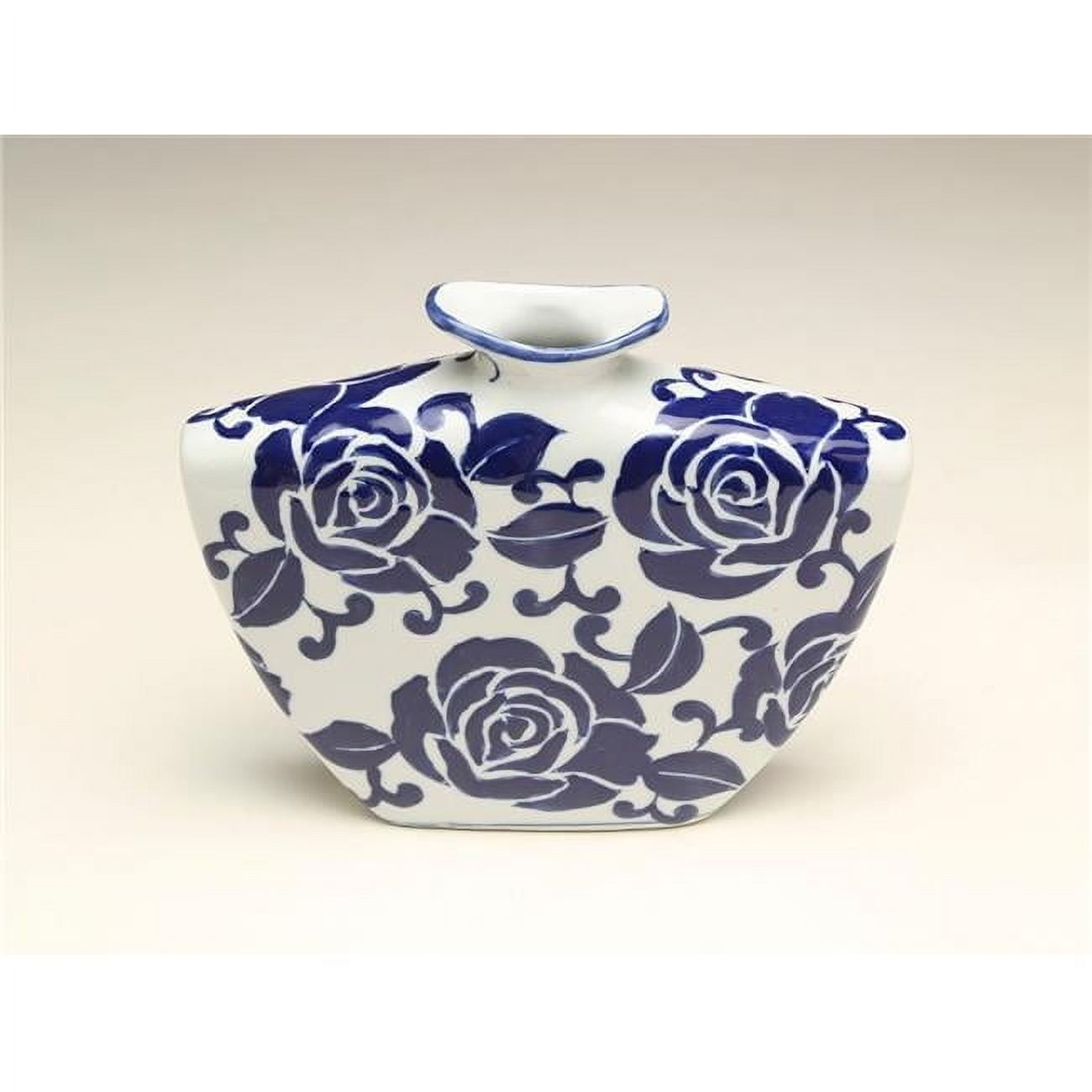 Blue Roses Narrow Vase