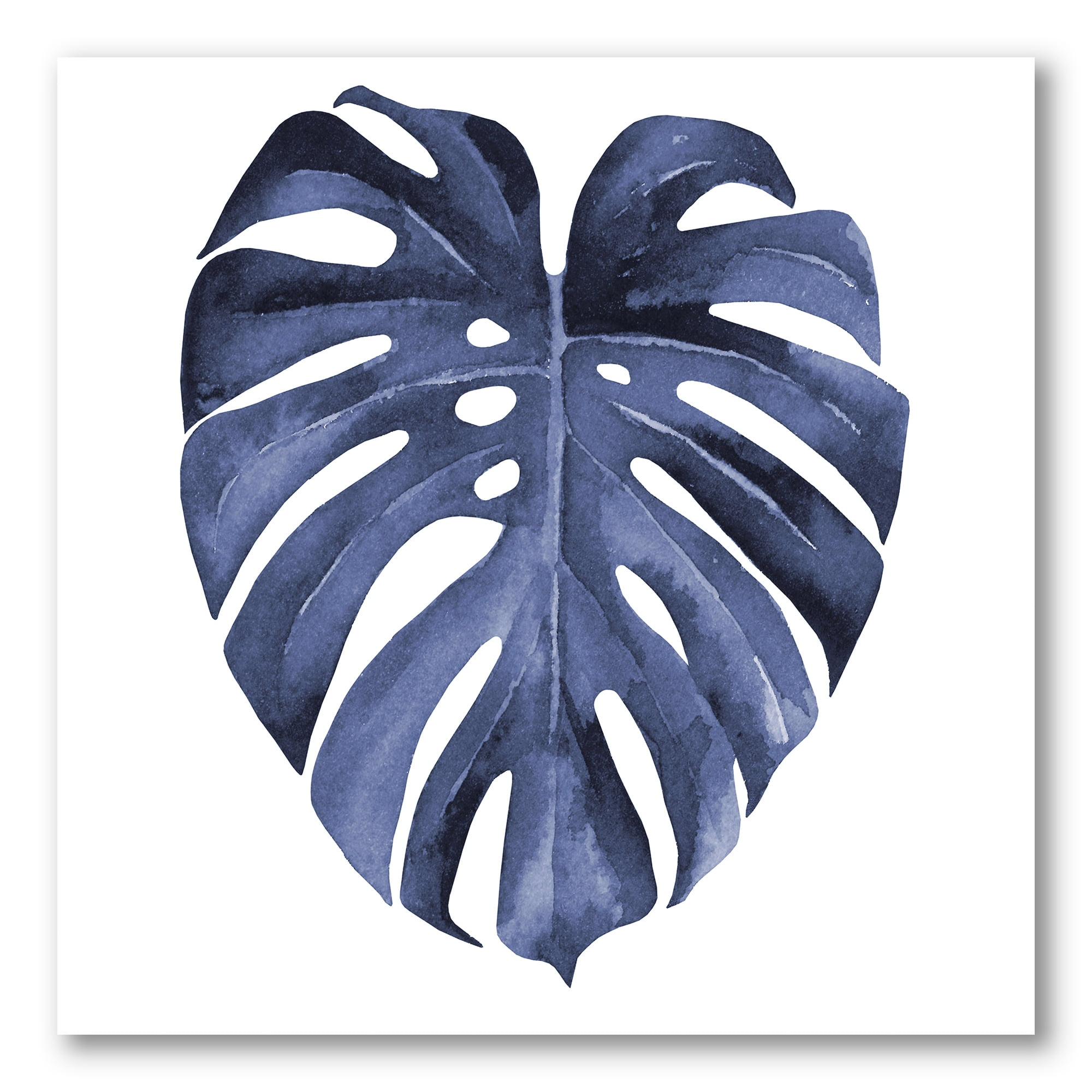 Blue Watercolour Tropical Leaves III 30 in x 30 in Painting Canvas Art Print, by Designart