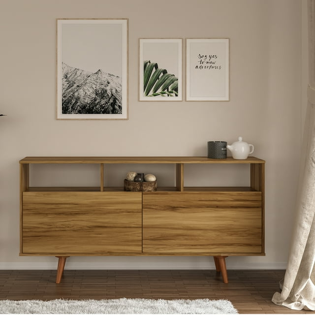 Boahaus Fontainebleau Oak Brown Finished Sideboard, 3 Shelves, 29.7" H, 59" W