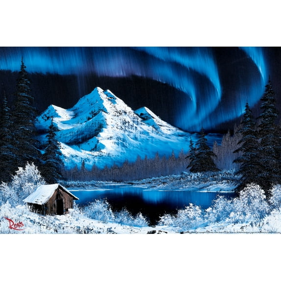 Bob Ross Northern Lights Art Print Bob Ross Poster Bob Ross Collection Bob Art Paintings Happy Accidents Bob Ross Print Decor Mountains Painting Wall Art Cool Wall Art Print Poster 18x12