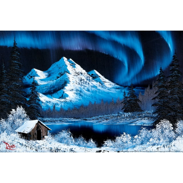 Bob Ross Northern Lights Art Print Bob Ross Poster Bob Ross Collection Bob Art Paintings Happy Accidents Bob Ross Print Decor Mountains Painting Wall Art Cool Wall Art Print Poster 18x12