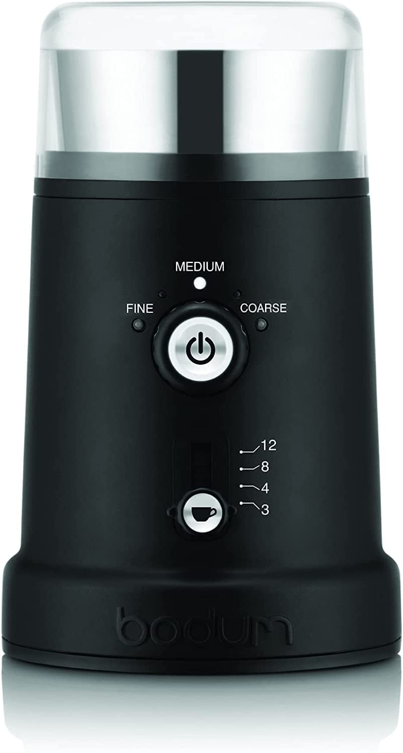Bodum Bistro Electric Coffee Blade Grinder, Adjustable, 5 Grind Settings, 3 Ounces, Black