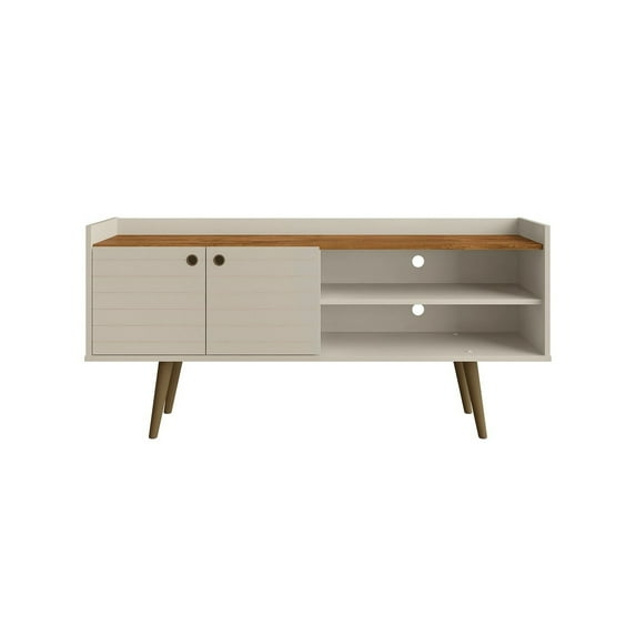 Mueble para TV de Madera Diseñado Bogart en Blanco Roto y Naturaleza