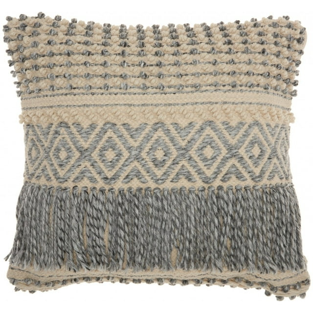 Bohemian Blue Macrame Throw Pillow