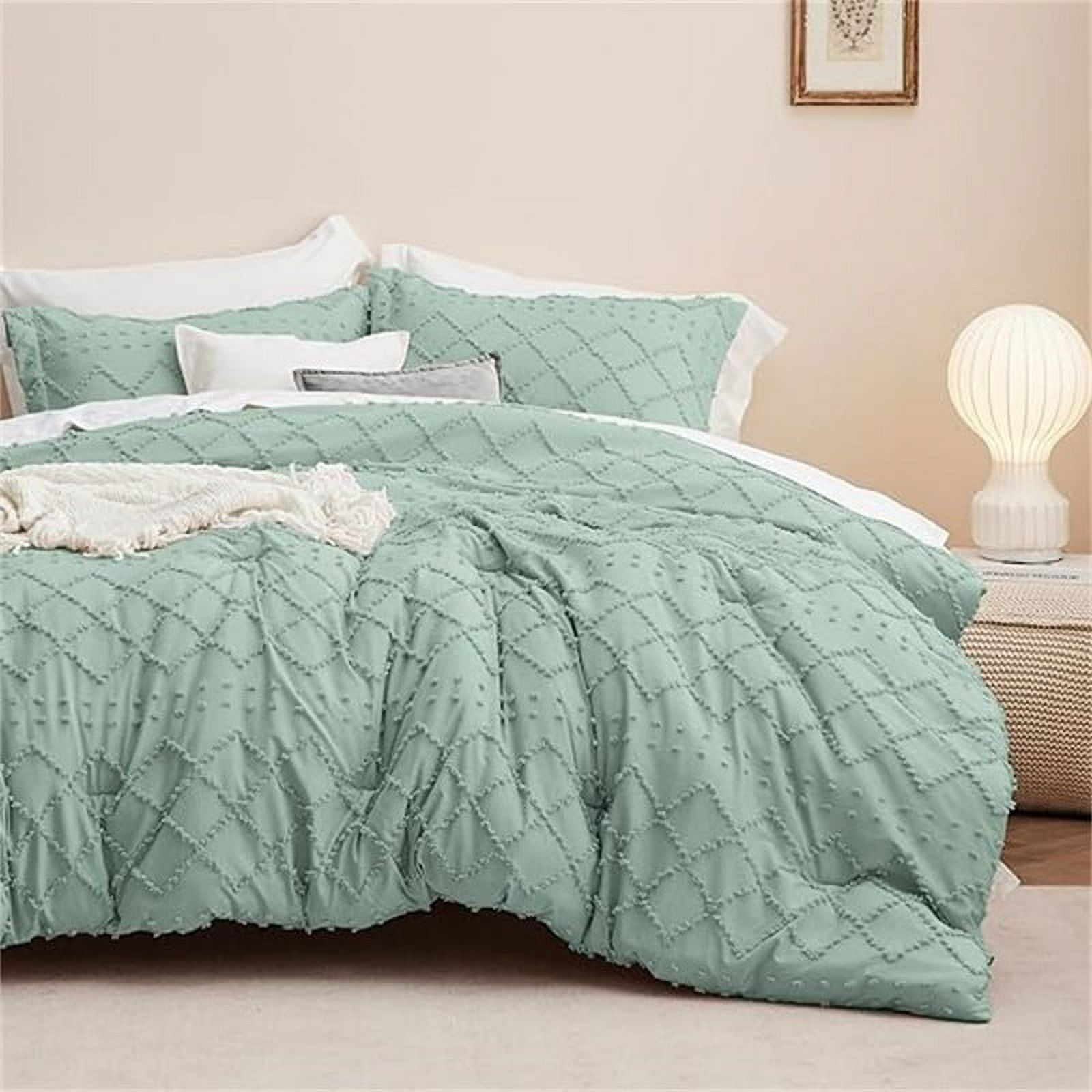 Boho Comforter Set 12 - Sage Green - 3 Piece - Queen