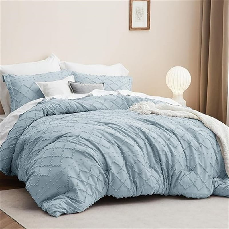 Boho Comforter Set 15 - Light Blue - 3 Piece - Queen