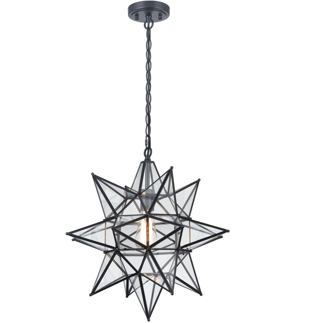 Casablanca Modern Boho Moravian Star Pendant Light 20 Inch Large Black Hanging Light
