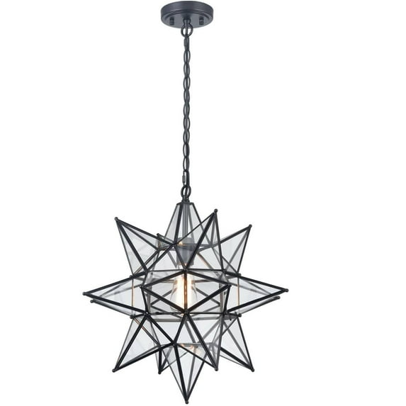 Casablanca Modern Boho Moravian Star Pendant Light 20 Inch Large Black Hanging Light