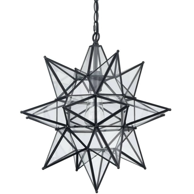 Casablanca Modern Boho Moravian Star Pendant Light 20 Inch Large Black Hanging Light