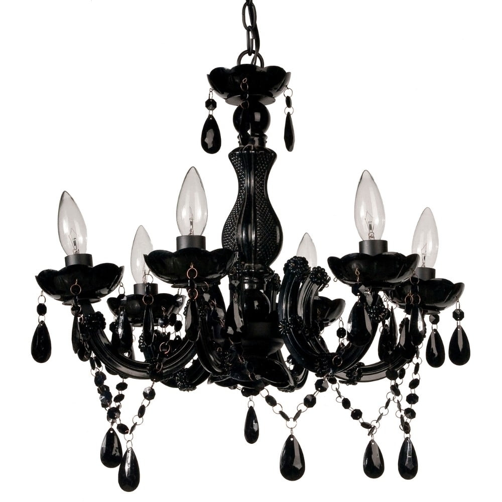 A&B Home 6-Arm Chandelier-Color:Black,Style:Classic Vintage