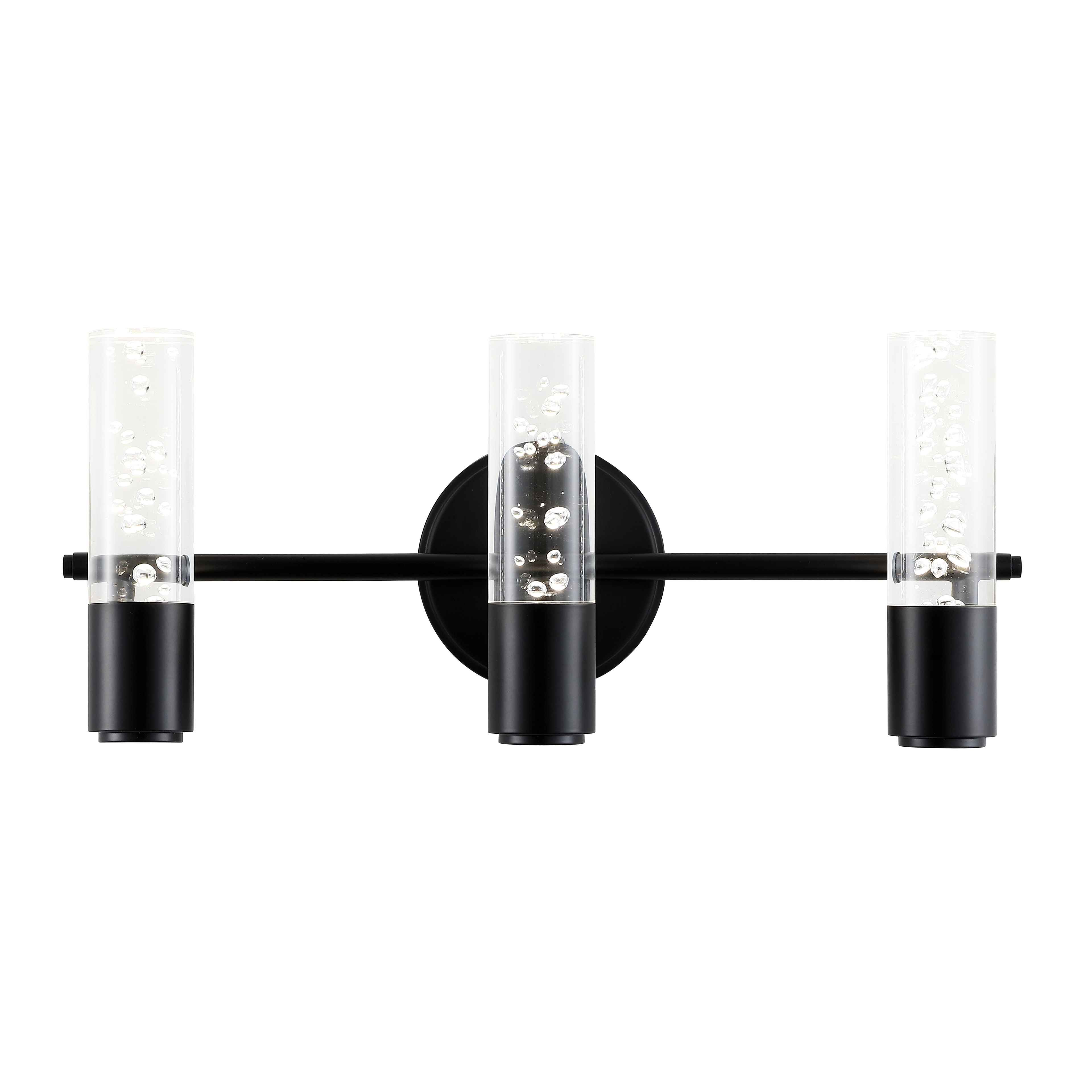 Bolha 18" 3-Light Minimalist Modern Bubble Acrylic/Iron Integrated LED Vanity Light, Black