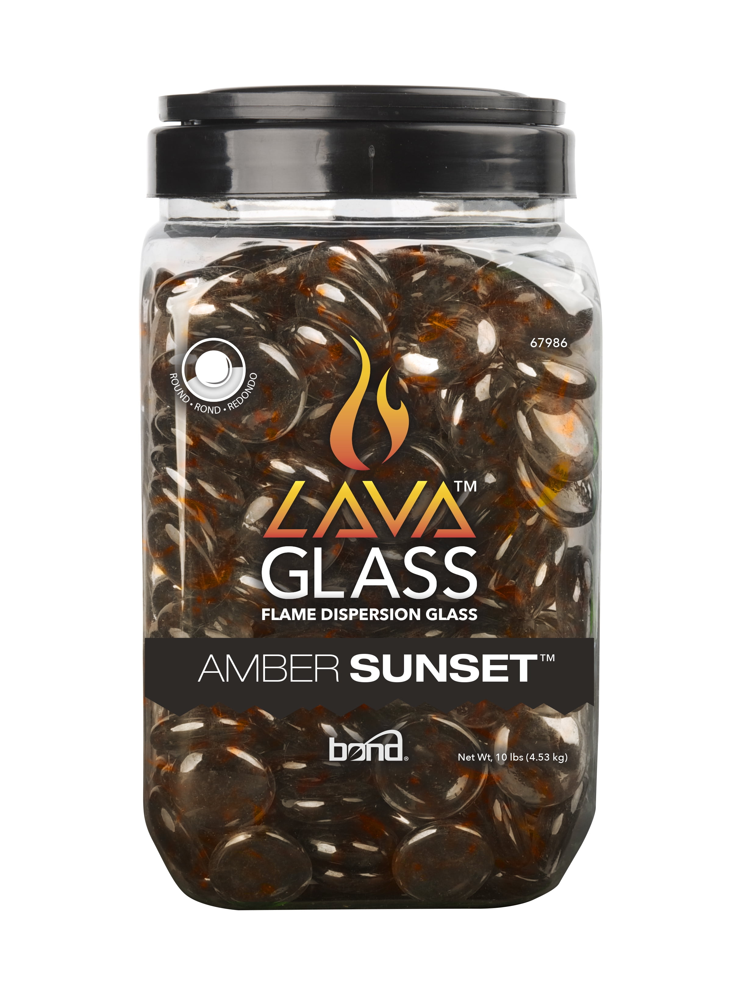 Bond Lavaglass® - Round - Amber Sunset® 10 Lb Jar 4 Pack