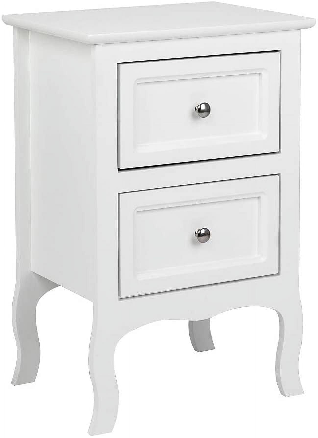 Bonnlo White Nightstand with 2 Drawers, Night Stands for Bedrooms, Small Bed Side Table/White Night Stand with Drawers for Small Spaces, College Dorm, Kids’ Room, Living Room, French, 16W x 12D x 24H