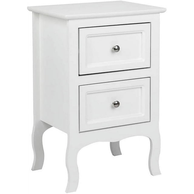 Bonnlo White Nightstand with 2 Drawers, Night Stands for Bedrooms, Small Bed Side Table/White Night Stand with Drawers for Small Spaces, College Dorm, Kids’ Room, Living Room, French, 16W x 12D x 24H