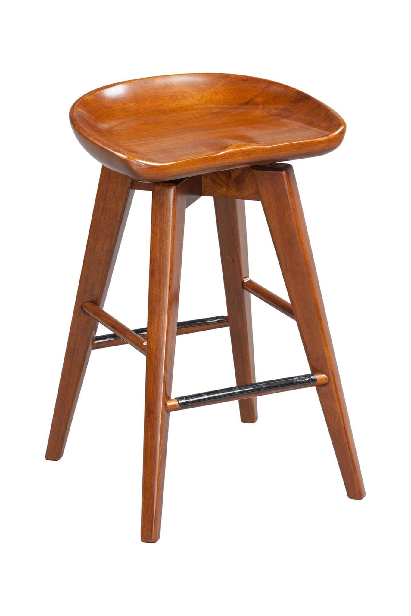 Boraam Bali 24" Backless Swivel Wood Counter Stool, Walnut Finish