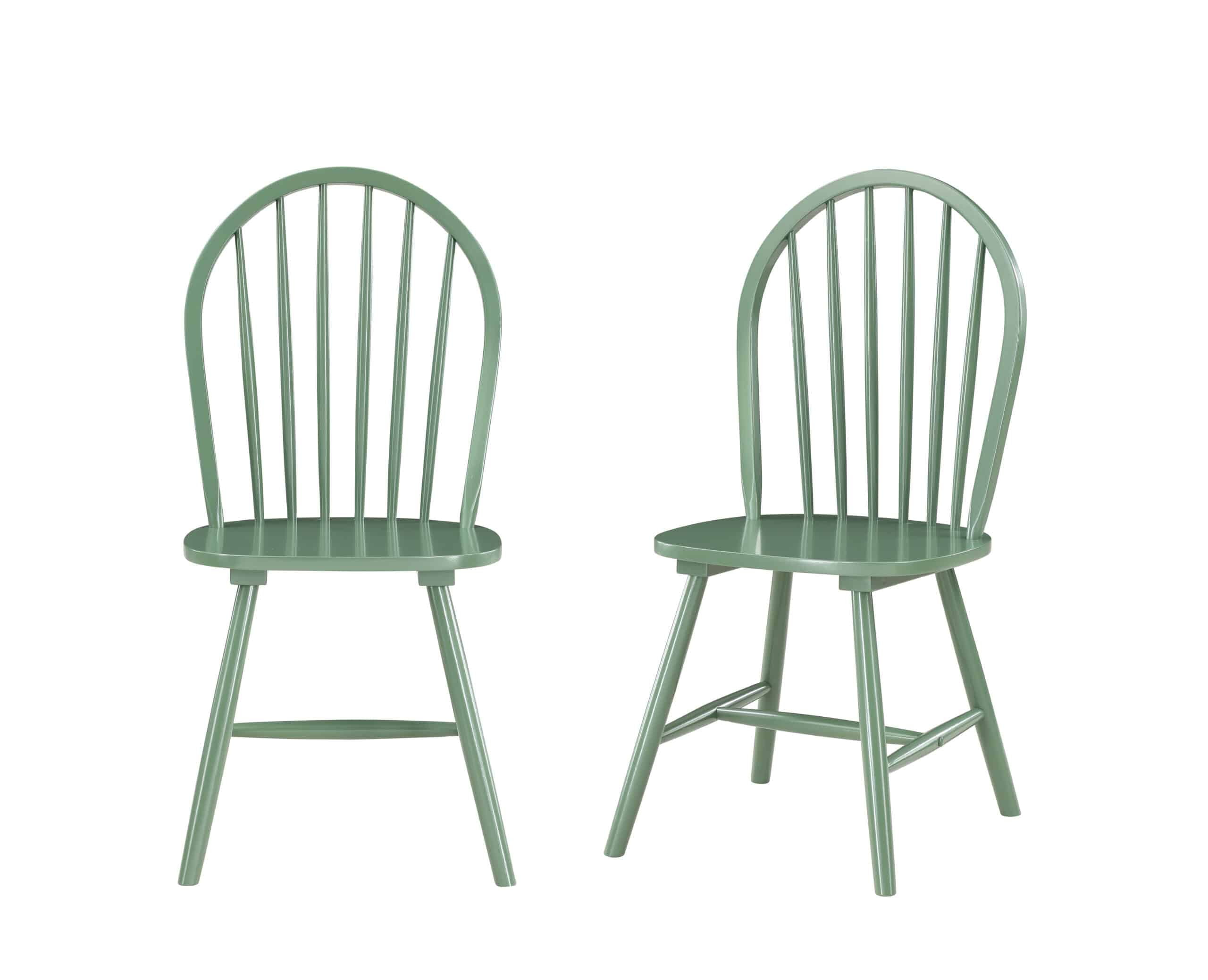 Boraam Carolina Rubberwood Equestrian Green Dining Room Chairs – Set of 2